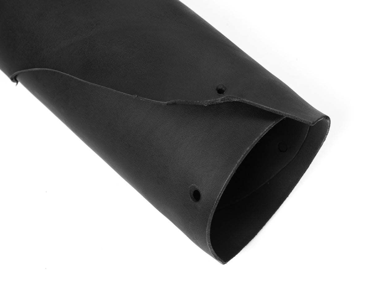 Close up of rolled ChahinLeather Black Holster Strap
