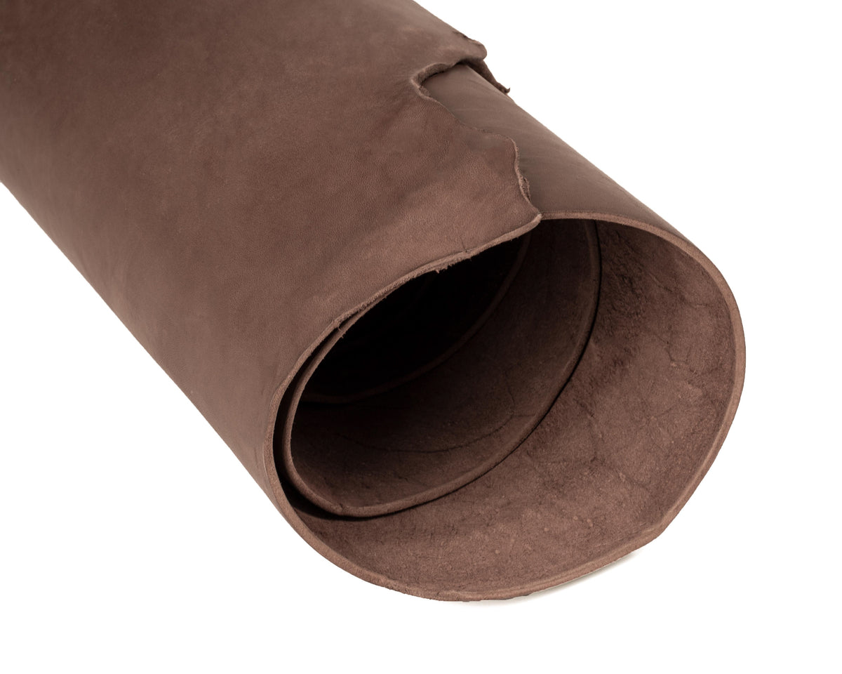 Close up of rolled ChahinLeather Penetrated Brown Skirting