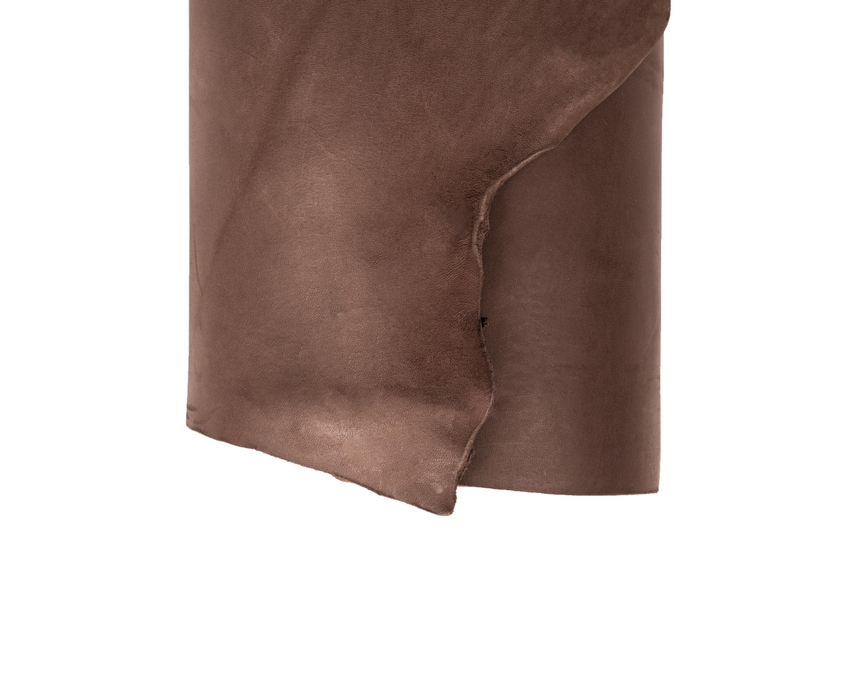 Close up of rolled ChahinLeather Penetrated Brown Skirting