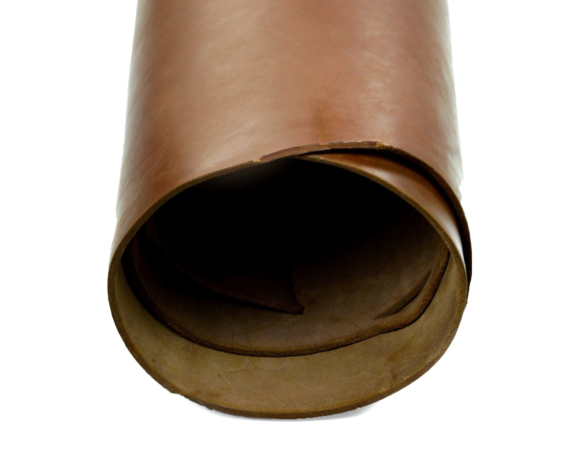 Close up of rolled ChahinLeather Brown Skirting