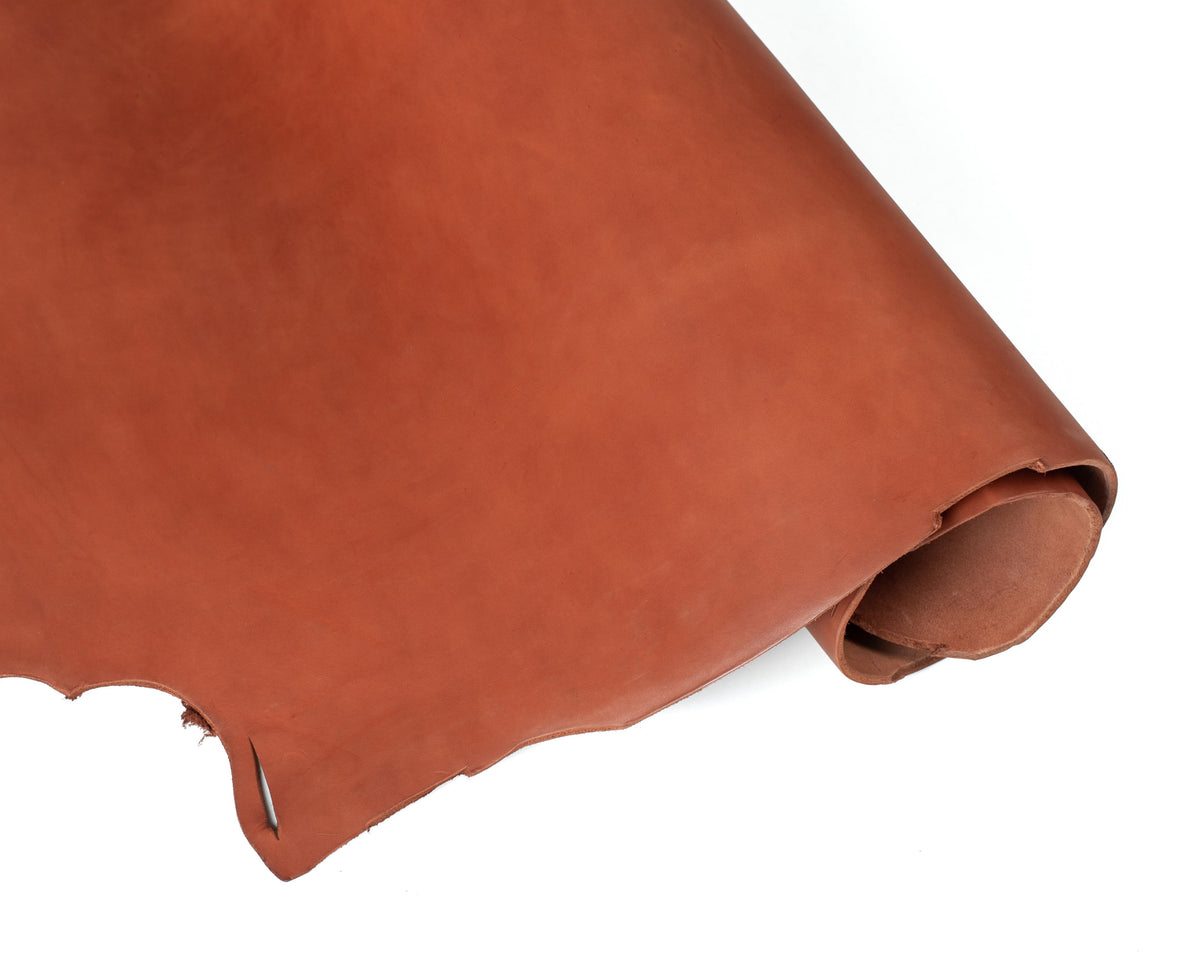 Rolled side of ChahinLeather Dark Chestnut Skirting