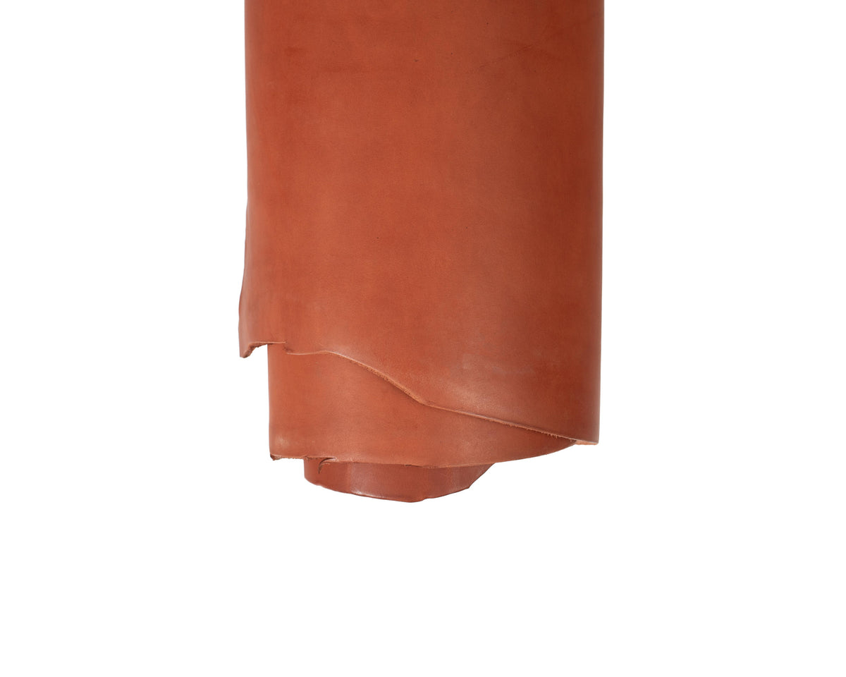 Close up of rolled ChahinLeather Dark Chestnut Skirting