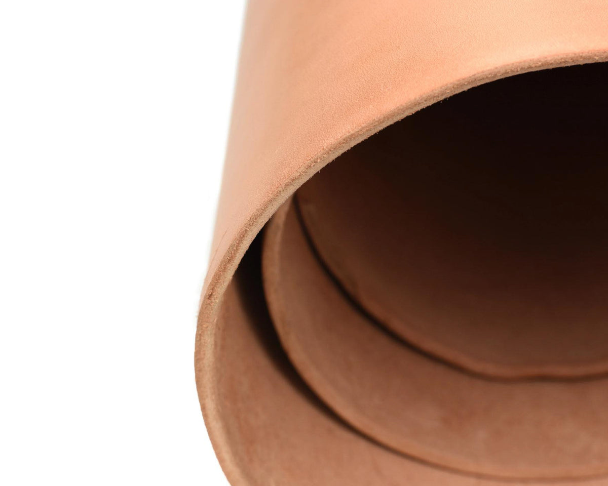 Close up of rolled ChahinLeather Golden B Skirting