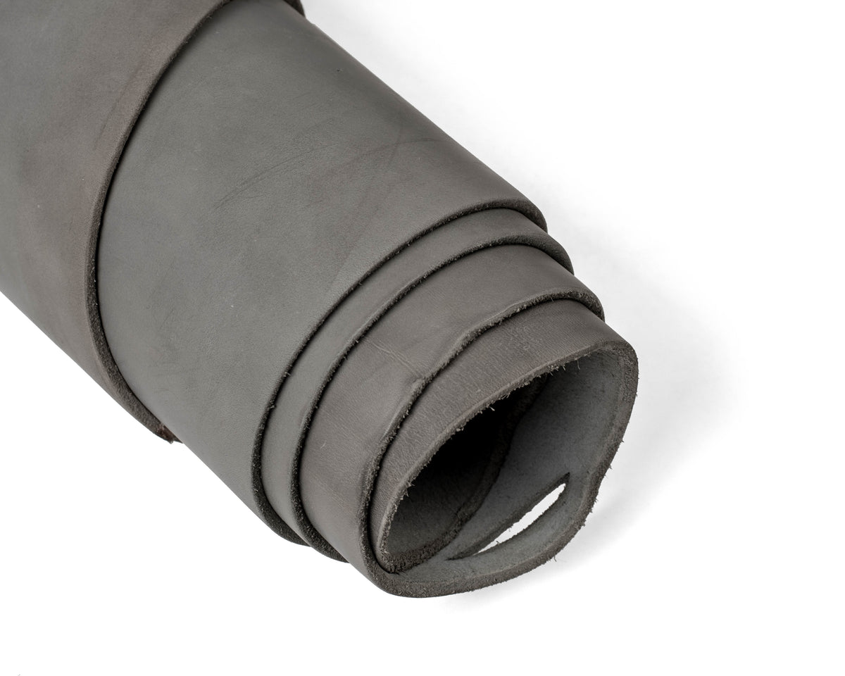 Close up of rolled ChahinLeather Gray Skirting