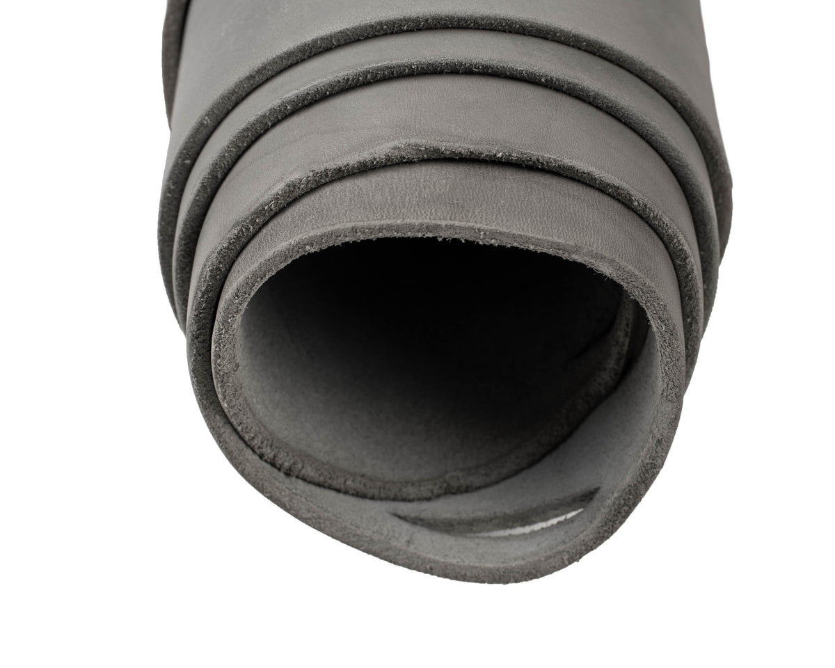 Close up of rolled ChahinLeather Gray Skirting