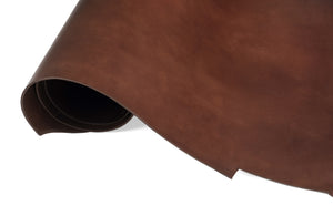 Rolled side of ChahinLeather Medium Brown Bridle Penetrated with Colorfast