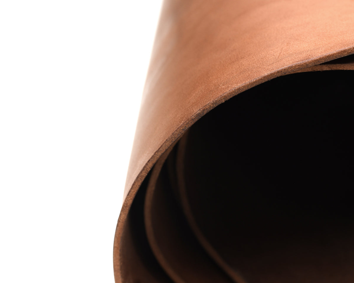 Rolled side of ChahinLeather Sandy Brown Harness