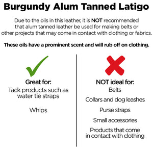 Burgundy Alum Tanned Latigo information card