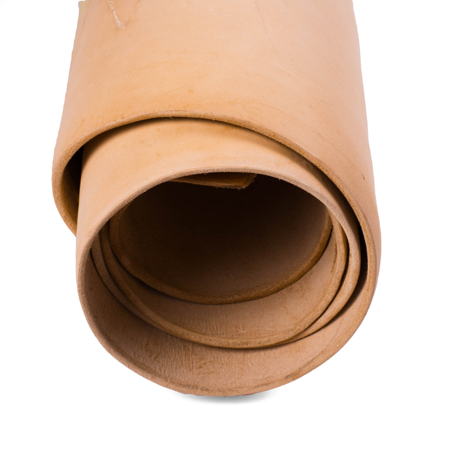 Close up of rolled ChahinLeather Economy Russet Skirting