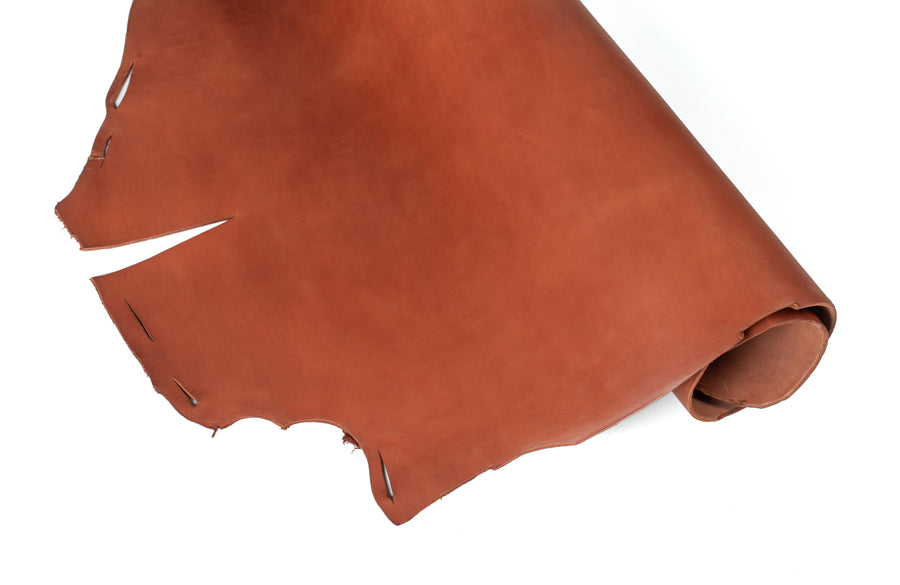 Rolled side of ChahinLeather Dark Chestnut Skirting