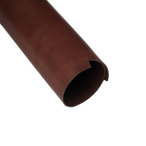 Rolled side of ChahinLeather Medium Brown Bridle Penetrated with Colorfast