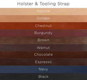 Color options for Holster and Tooling Strap