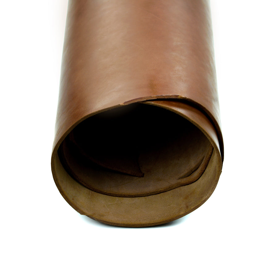 Close up of rolled ChahinLeather Brown Skirting